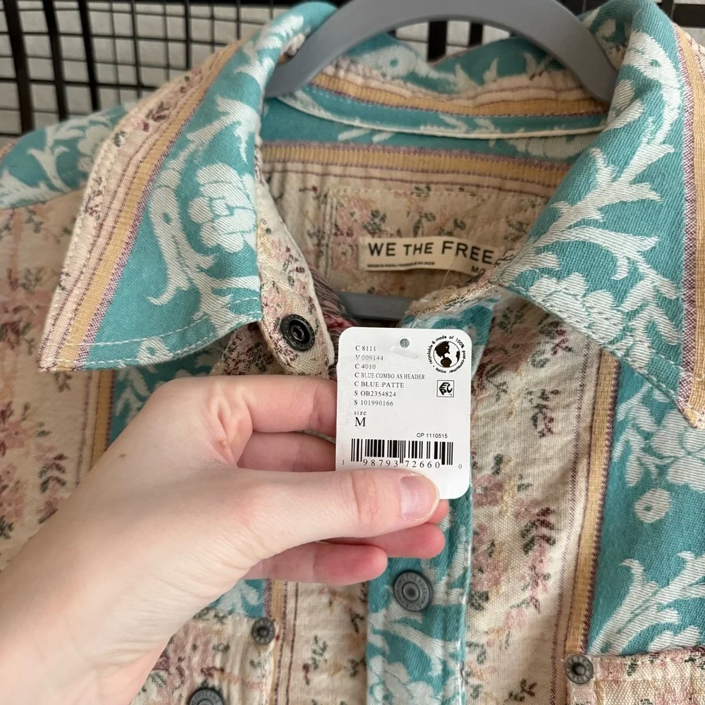 Free people we the free wonderland fog jacquard shirt - Picture 9 of 9